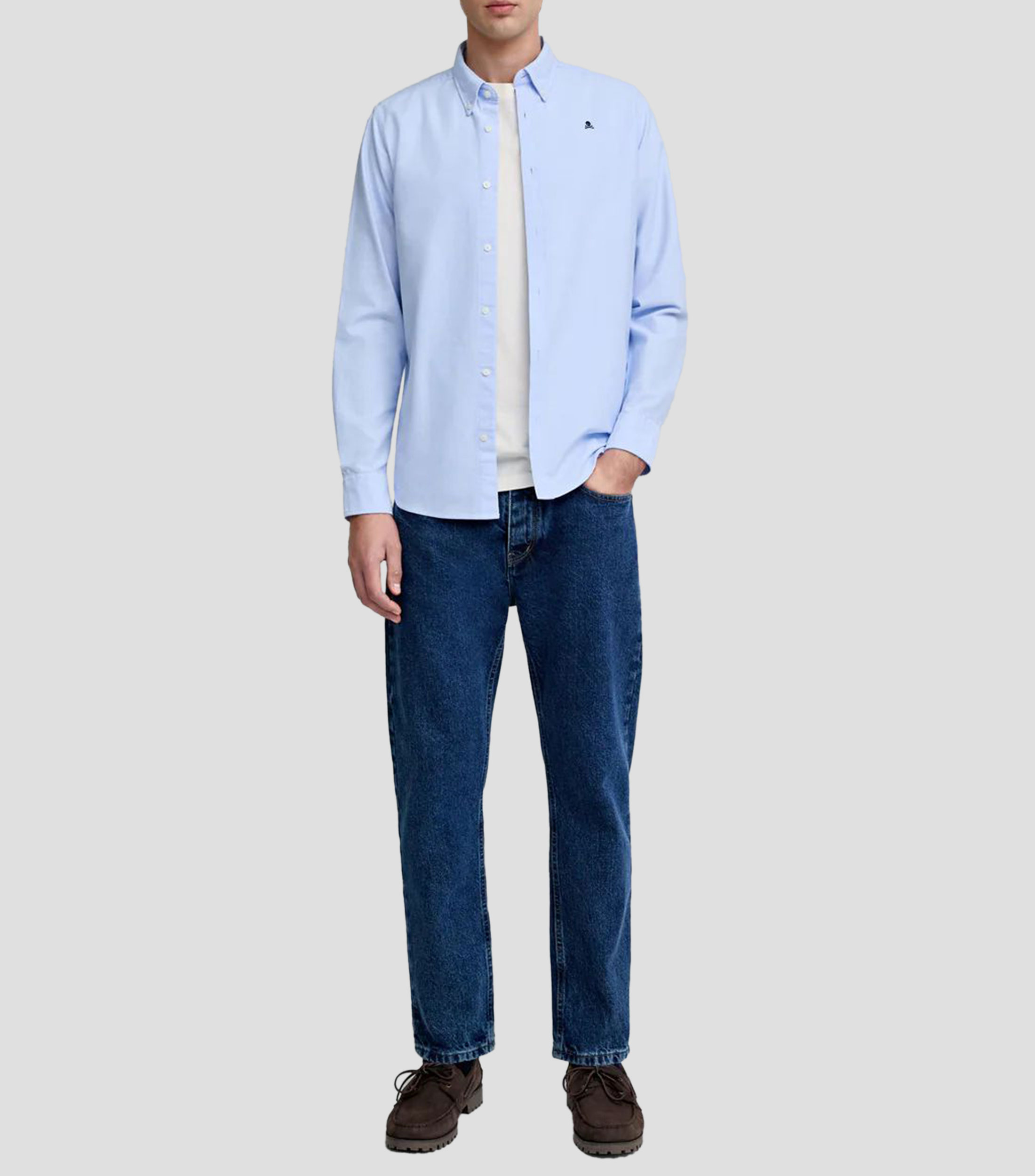 Camisa lisa manga larga Hombre